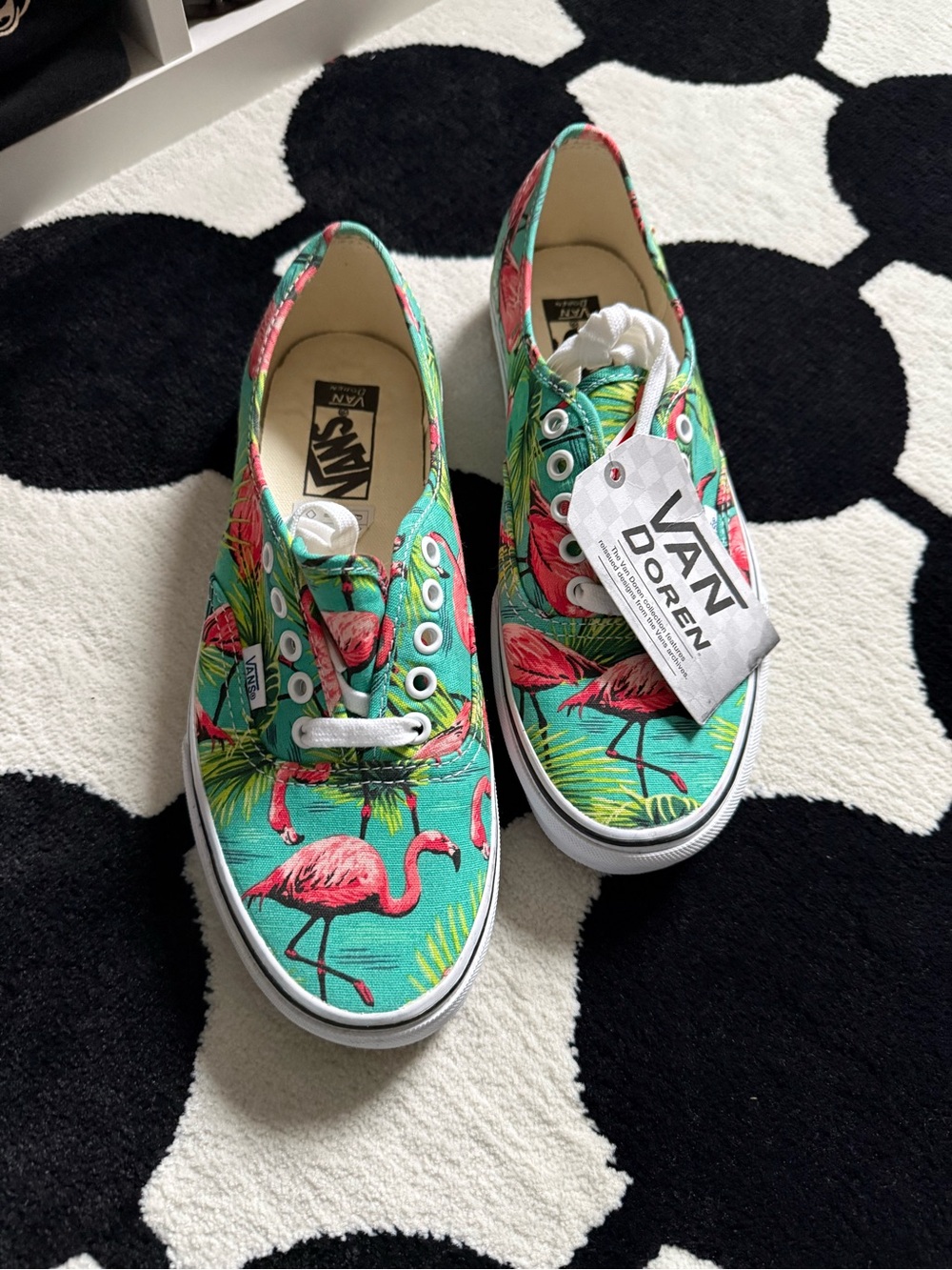Vans Men's Teal Flamingo Canvas Slip-On Sneakers